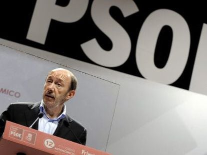 El secretario general del PSOE, Alfredo Pérez Rubalcaba, el pasado sábado.