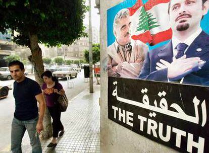 Un cartel en las calles de Beirut pide aclarar la verdad sobre la muerte de Hariri
