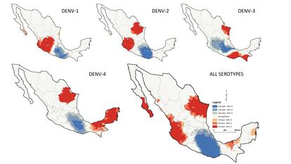 El mapa del dengue en México.