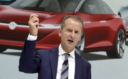 El consejero delegado de Volkswagen of the Volkswagen, Herbert Diess, durante una conferencia de prensa el agosto pasado.