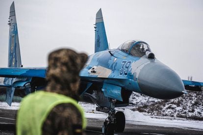 Un avión Sukhoi Su-27, en la región de Myrhorod el pasado 11 de febrero.
