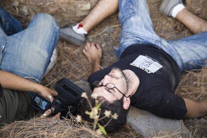 Un momento del rodaje del corto de David Sainz, de <i>Malviviendo</i> en La Palma.