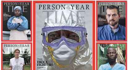 Las cinco portadas dedicadas a los luchadores contra el ébola.