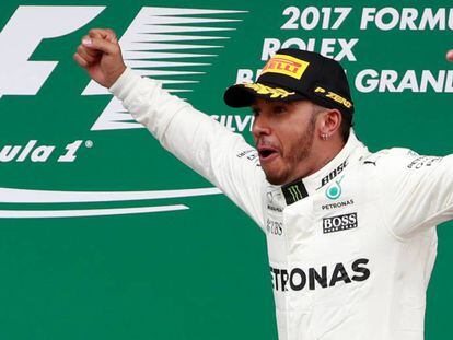 Lewis Hamilton, tras ganar en Silverstone.