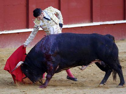 Talavante, en la lidia de su primer toro, ayer s&aacute;bado en la plaza de La Malagueta.