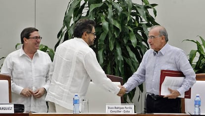 Iv&aacute;n M&aacute;rquez y De la Calle, tras la firma del nuevo acuerdo de paz. 