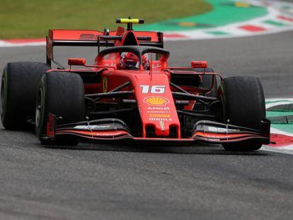 Charles Leclerc, durante la clasificación en el Gran Premio de Italia.