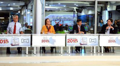 Los candidatos a la alcald&iacute;a de Bogot&aacute;, en un debate. 
