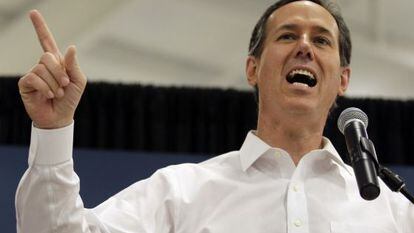 Santorum, el s&aacute;bado, en un mitin en Misuri. 