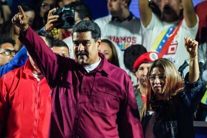 Maduro celebra su victoria electoral, el domingo por la noche