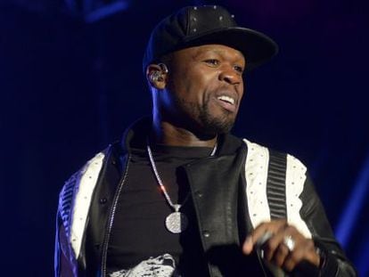 El rapero 50 Cent durante su actuaci&oacute;n en la fiesta de los Games Music Festival del Poble Espanyol.