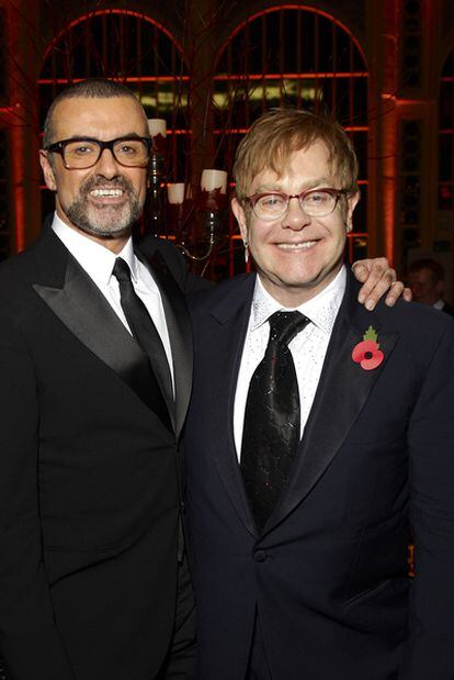 George Michael y Elton John, en el Royal Opera House de Londres.