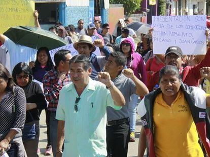 Una marcha de profesores en Oaxaca.