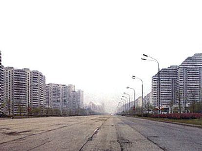 Una calle de Pyongyang, en Corea del Norte