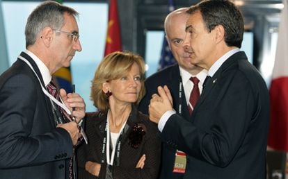 Zapatero, Salgado y Campa, en la minicumbre del euro celebrada antes de la cumbre del G-20.