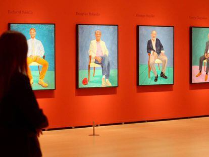 Retratos de David Hockney en el Guggenheim de Bilbao.
