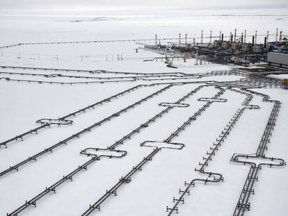Estación de gas de Bovanenkovo, en  la península de Yamal, en el Círculo Polar Ártico, por la que discurre uno de los gasoductos que transportan el gas ruso en dirección a la UE.