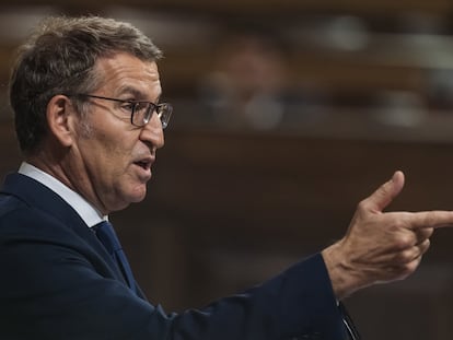 Alberto Núñez Feijóo interviene este martes en el Congreso.