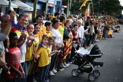 Via Catalana organizada por la Assemblea Nacional Catalana (ANC) en los alrededores de la Sagrada Familia.