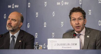 Jeroen Dijsselbloem y Pierre Moscovici.
