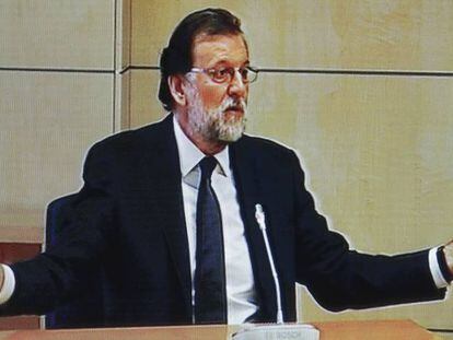 Rajoy, durante su testimonio en la Audiencia Nacional en julio pasado.