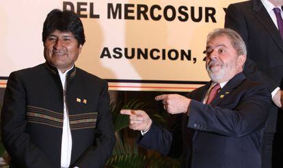 Evo Morales y Lula da Silva, durante un encuentro de Mercosur, en 2009.