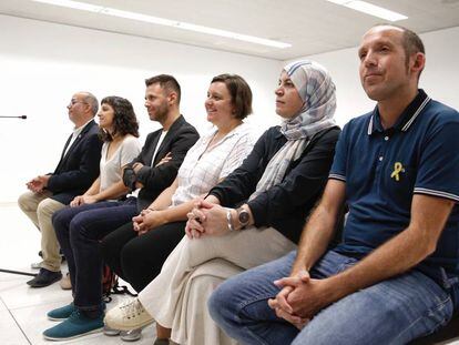 Los seis concejales de Badalona, al inicio del juicio.