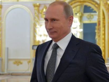 El presidente ruso, Vladímir Putin, antes de pronunciar el discurso anual sobre el estado de la nación.