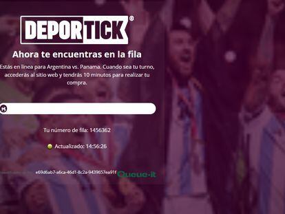 La fila virtual para comprar las entradas del partido de Argentina, este jueves.