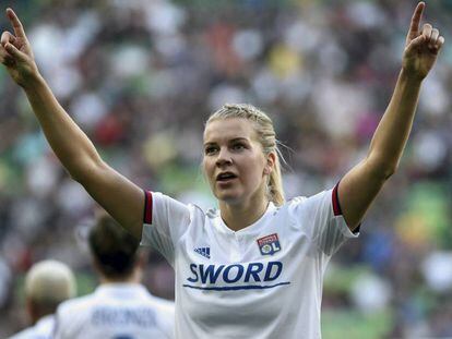 La noruega Ada Hegerberg, tras marcar un gol en la final de la Champions.