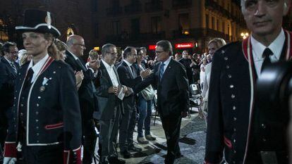 El president català Artur Mas, acompanyat de la presidenta del Parlament Núria de Gispert, arriba a l'acte institucional de la Diada.