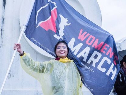 Una manifestante en la Women's Global March de 2019 en Taiwán. Imagen cedida por la organización. 