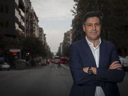 José Rosiñol, presidente de Societat Civil Catalana, este jueves en la calle de Balmes en Barcelona.