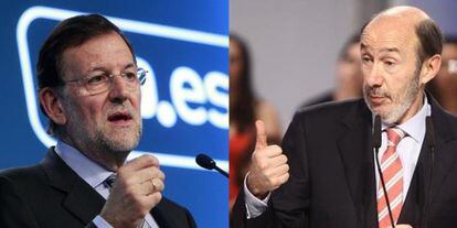 El candidato popular, Mariano Rajoy, y el aspirante socialista, Alfredo Pérez Rubalcaba.