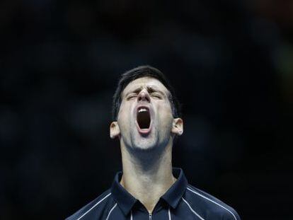 Djokovic celebra la victoria ante Nadal