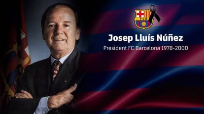 El FC Barcelona homenajea a Josep Lluís Núñez.
