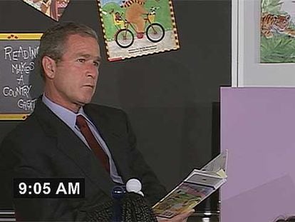 George W. Bush, en un fotograma de la película &#39;Fahrenheit 9/11&#39;, de Michael Moore.