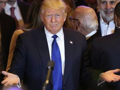 Donald Trump, el martes en la fiesta de las primarias de Nueva York.