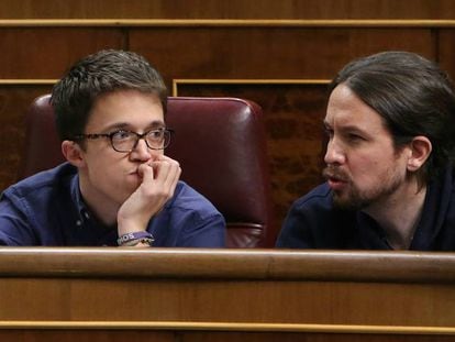 Errejon y Pablo Iglesias, en el Congreso.