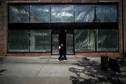 A closed store in the center of Moscow, on May 30.