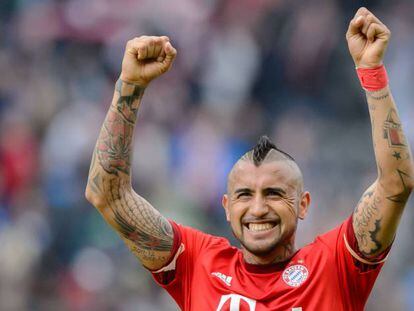 Vidal celebra un gol con el Bayern