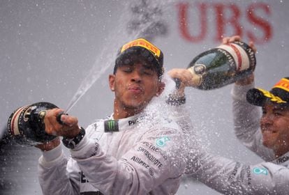Hamilton y Rosberg, en el podio. 
