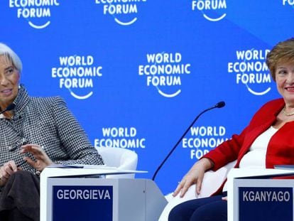 La directora gerente del FMI, Christine Lagarde y la directora del Banco Mundial, Kristalina Georgieva, y 