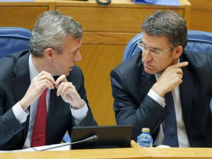 El presidente de la Xunta, Alberto N&uacute;&ntilde;ez Feij&oacute;o, y el vicepresidente, Alfonso Rueda