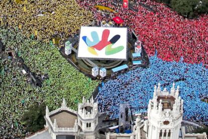 Acto a favor de la candidatura olímpica de Madrid en la plaza de Cibeles, en 2009.