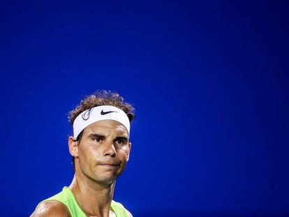 Rafa Nadal, durante un entrenamiento en el torneo de Acapulco.