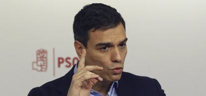 El secretario general del PSOE, Pedro S&aacute;nchez, durante una de sus recientes comparecencias.