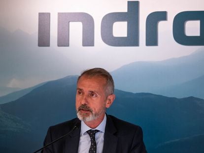 Marc Murtra, presidente de Indra, durante la junta de accionistas celebrada en Alcobendas el 30 de junio.