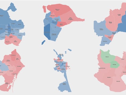 Los resultados de las elecciones generales del 23-J en cada distrito de Madrid, Barcelona, Valencia, Sevilla y otras grandes ciudades 