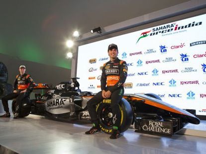 Perez y Hulkenberg en la presentación del nuevo modelo de Force India